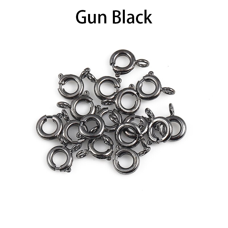 6Mm 10Pcs Gold Spring Ring Sluiting Met Open Jump Ring Sieraden Sluiting Voor Ketting Armband Connectors Sieraden maken: Gun Black