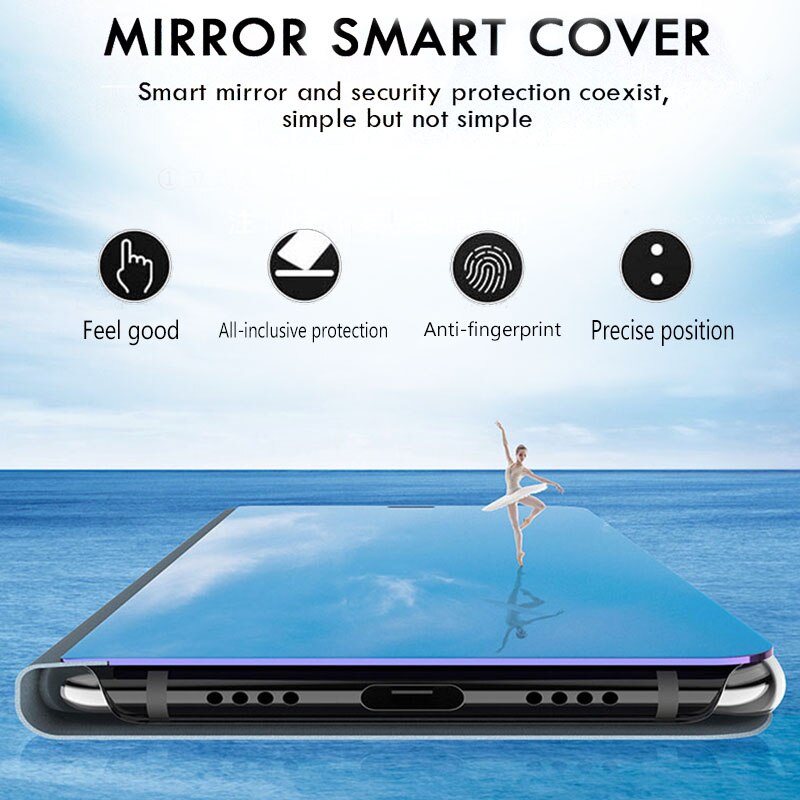 Dla huawei p40 lite E przypadku inteligentne lustro klapki przypadki dla huawei p 40 światła E p40lite p40liteE telefon pokrywa stojak book coque fundas