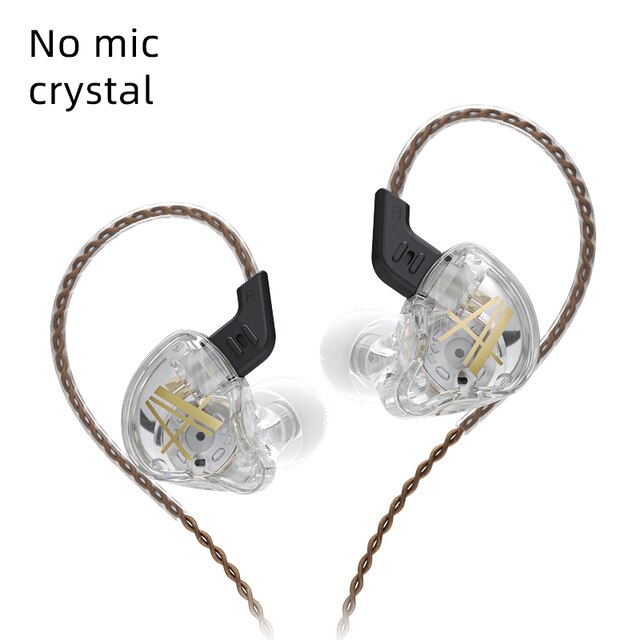 KZ EDX wired Earphones with mic headset gamer micro earpiece sports earbuds active noise cancelling earbuds bass speaker for zs3: CA2 Crystal no mic