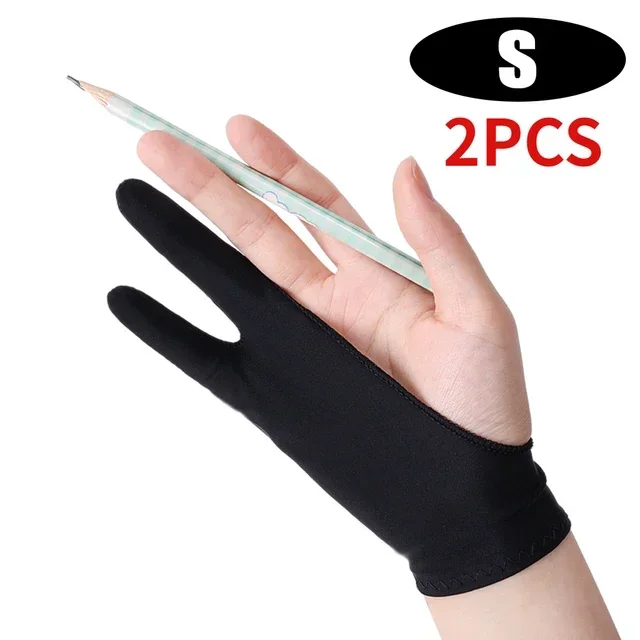 Zeichenhandschuh, Handflächenabweisung, Zwei-Finger-Handschuhe für Apfel IPad, kapazitives Tablette, Bildschirm, Künstler, Rechts-/Linkshand-Grafiktablett: Blau