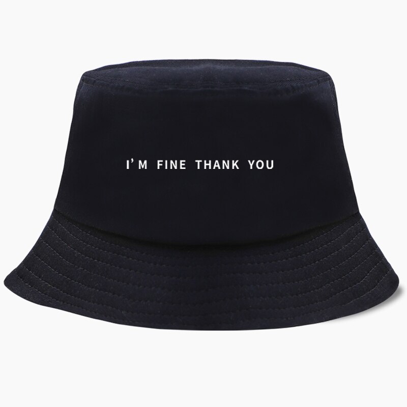Ik Ben Fijne Dank U Zwart Panama Cap Emmer Hoeden Vissen Hoed Vrouwen Mannen Bob Visser Opvouwbare Chapeau Zon Voorkomen Straat dragen: Black 5