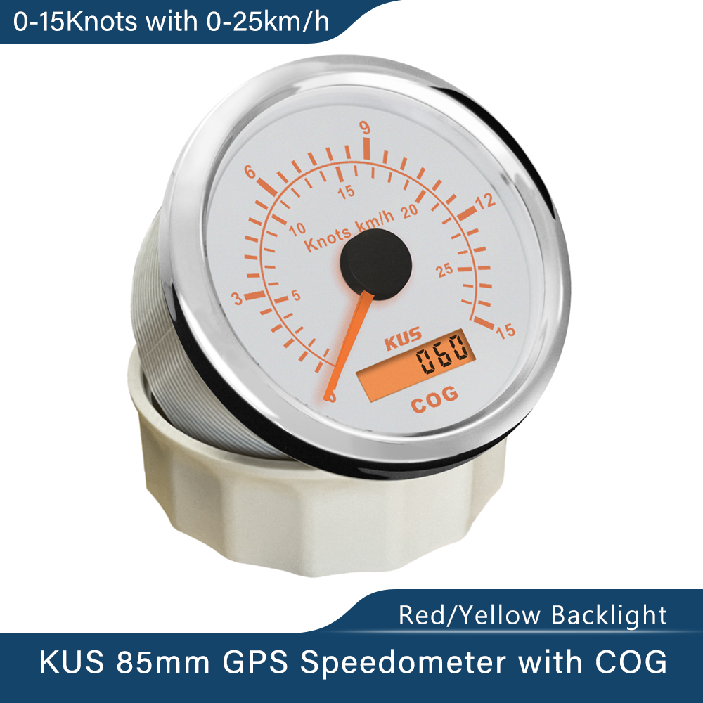 Kus 3 3/8 &quot;Waterdichte Marine Boot Schepen Gps Snelheidsmeter 15 Knopen 30 Knopen 60 Knopen Met Rood/geel Backlight