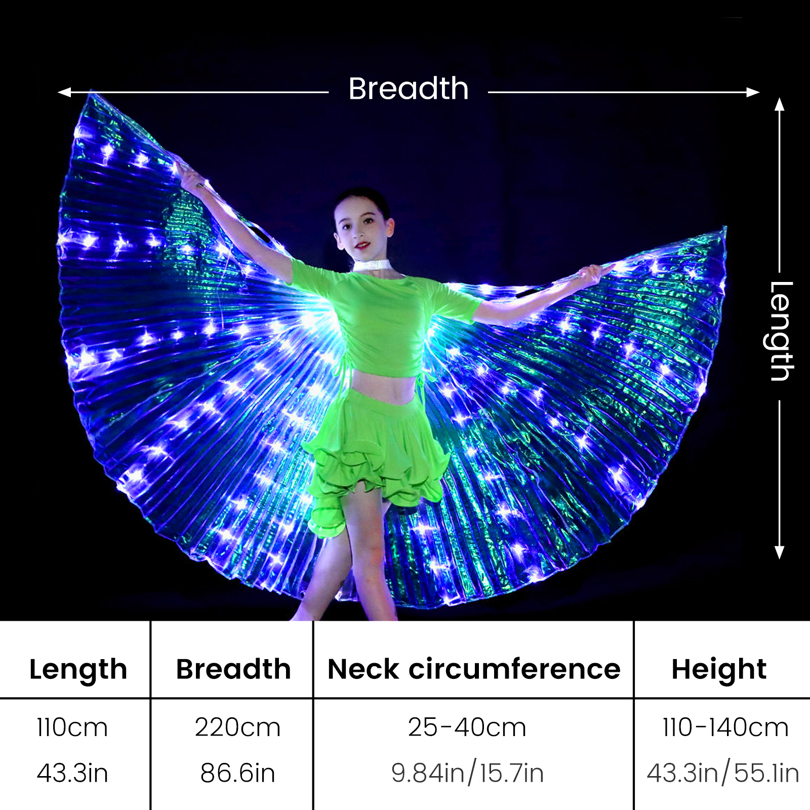 LED ist FlüGel - Leuchtendes Kostüm - Bauchredner SchmetterlingsflüGel mit Stöcken