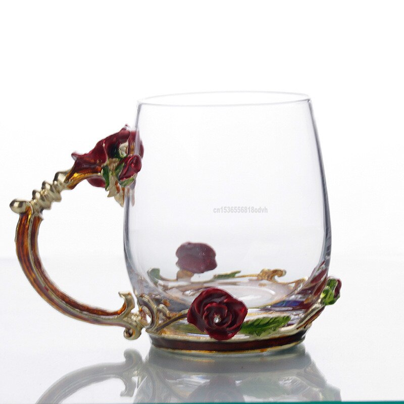 enamel water cup bubble flower tea rose tea cup crystal heat resistant casual Cup: Short no Butterfly
