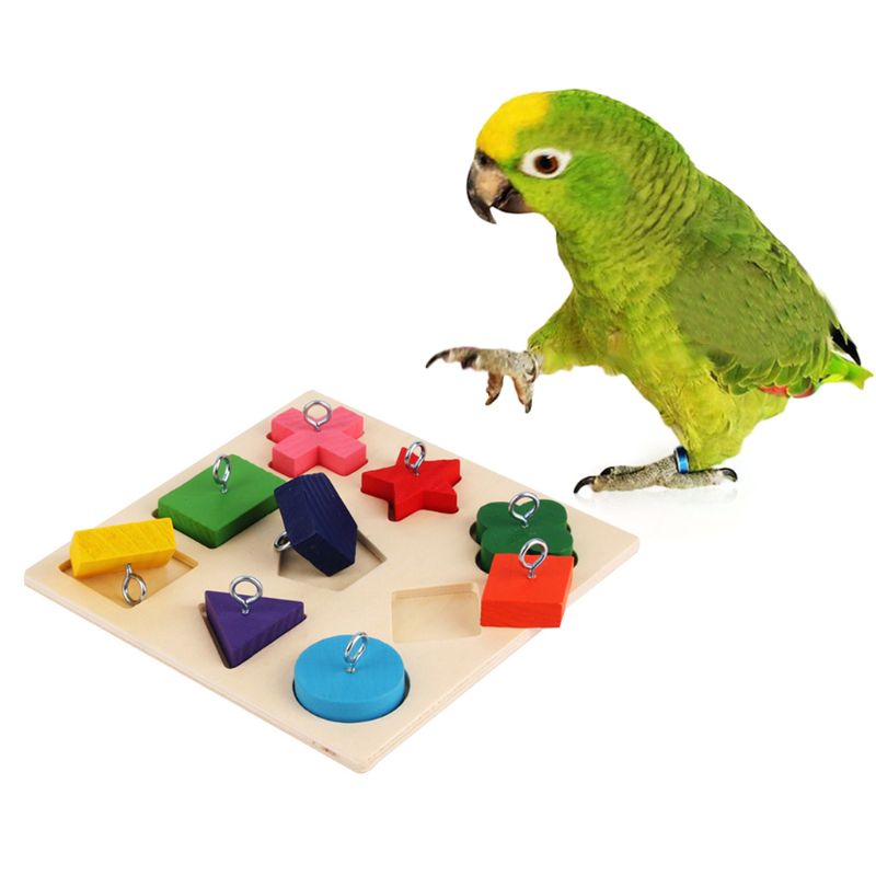 Juguetes Educativos para mascotas, adiestramiento interactivo de pájaros loros, coloridos juguetes de bloques de madera, suministros para pájaros