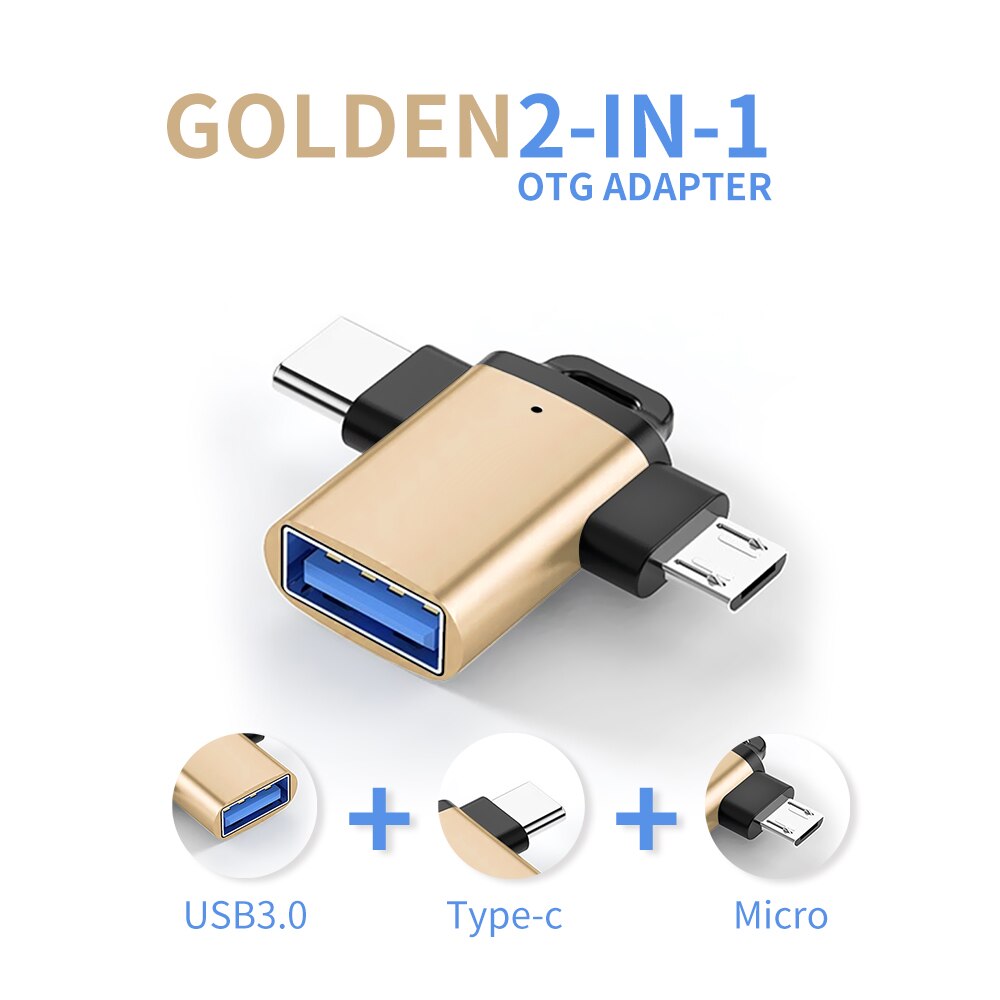 Elough OTG USB C Adapter USB 3.0 To Type C For Xiaomi Samsung USB type C Male To Micro USB Female Converter USBC OTG Connector: Gold otg 2 in 1
