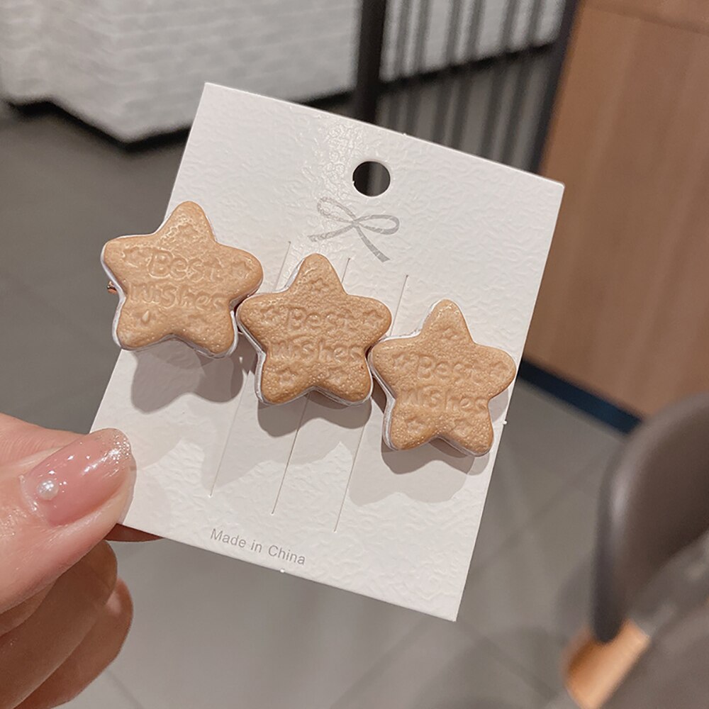 Meisje Creatieve Leuke Biscuit Haarspeld Eenvoudige Temperament Side Top Hair Clips Hoofdtooi Ornament Mode Haaraccessoires: Five-pointed star