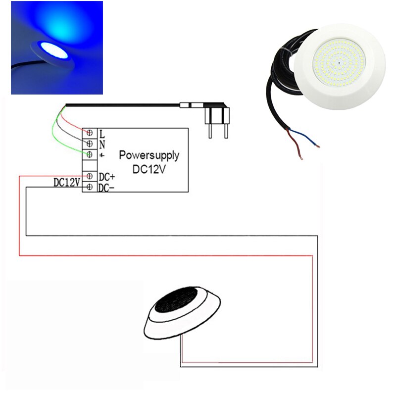 Rgb spa bassenglampe 9w harpiksfylt badstue lys 12v dc plast svømmebasseng ledet  ip68 vanntett: 12w blå