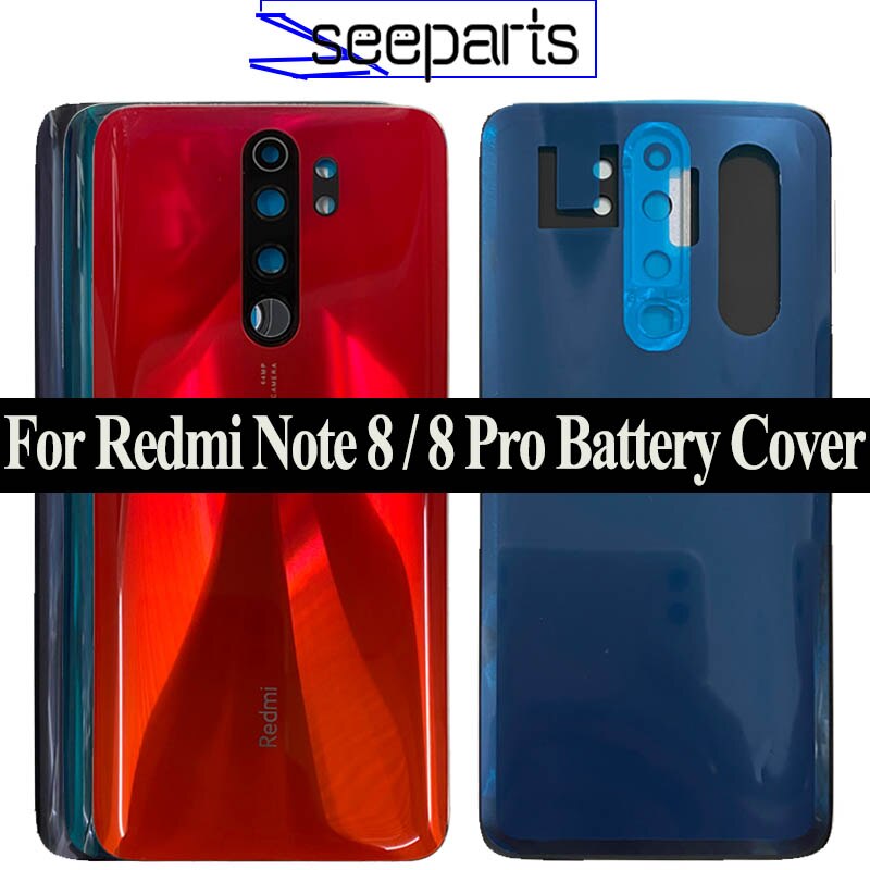 Novo para xiaomi redmi nota 8 pro bateria capa traseira do painel de vidro caso habitação traseira para redmi nota 8 pro volta da bateria capa porta