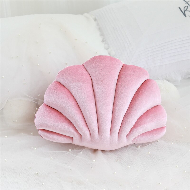 Schelp fluwelen rug schelp gevuld pluche kussen thuis thuis bed bank kussen decoratie pluchen speelgoed: Roze
