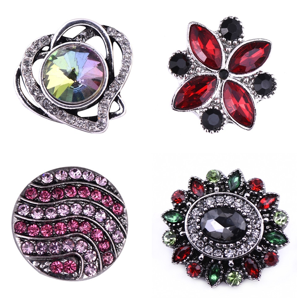Harten bloemen strass schoonheid 20mm drukknopen passen diy 18mm drukknopen armband drukknopen kerst