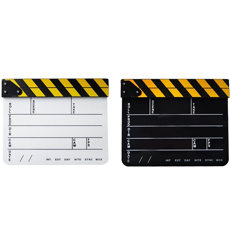 Dry Erase Acrylic Director Film Clapboard Movie TV Cut Action Scene Clapper Board Slate
