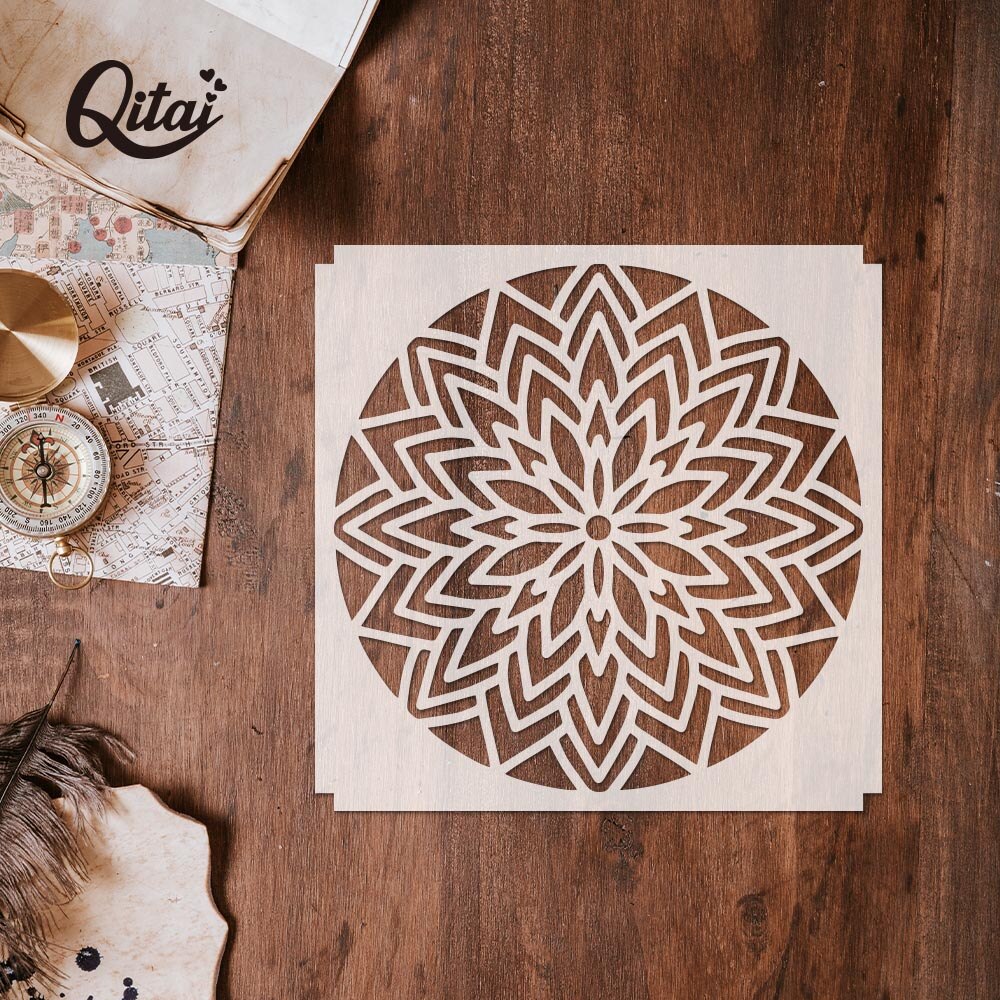 Layering Stencils QITAI 12pcs/set for DIY Scrapbooking/Photo Album Decorative Embossing Stencil Paper Cards Crafts handwork ST02