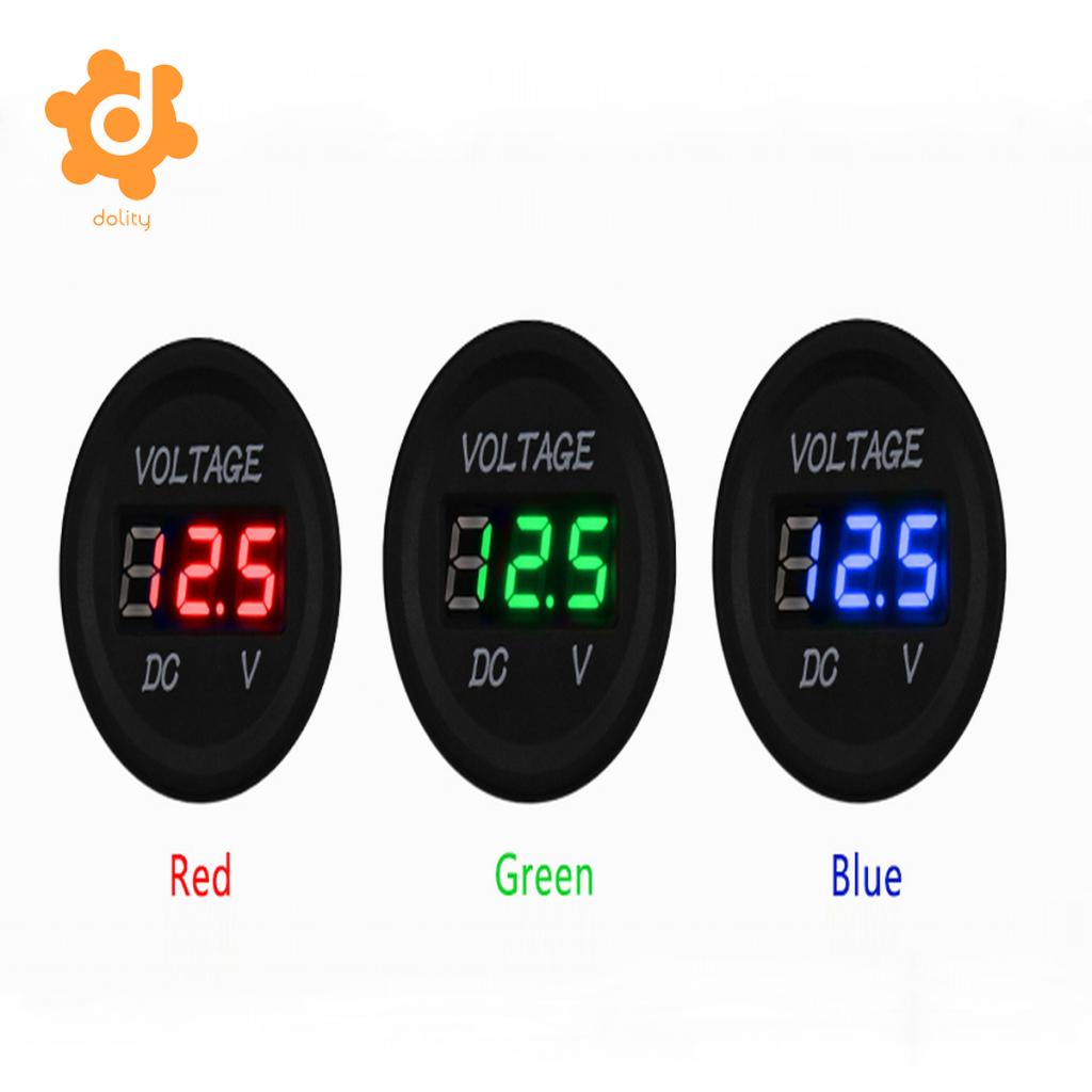 Dc 12 V-24 V Auto Motorfiets Ronde Digitale Panel Voltmeter Volt Meter Groene Led