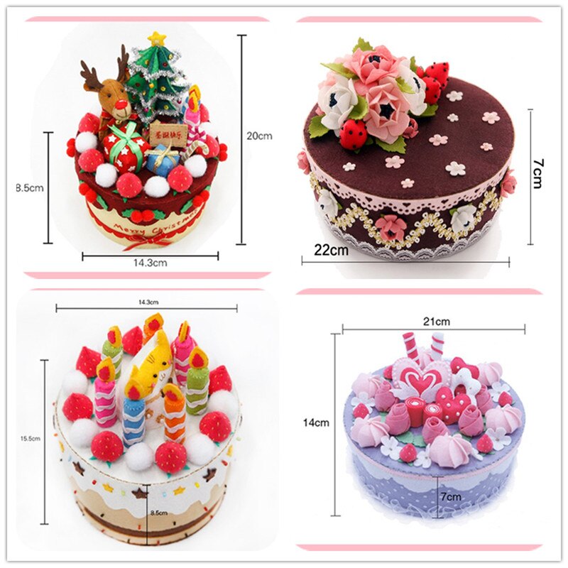 Felt Handmade Birthday Cake Storage Box For Kid and Girlfriend Special DIY Cute Cake Collection Box Craft Kits for Children