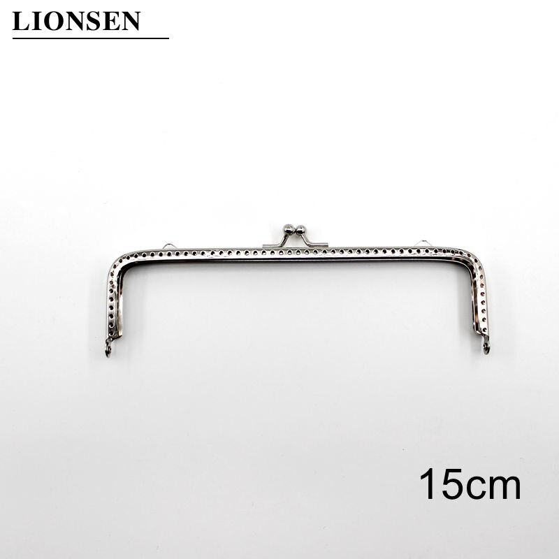 1 Stuk Glanzende Zilveren Vierkante Basic Metal Purse Frame Kus Sluiting Lock Diy Tas Accessoires 6.5/8.5/10.5/12.5/15/18Cm: 15cm