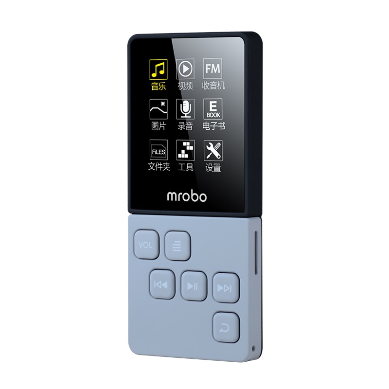 Mrobo hifi  mp4 -afspiller indbyggede højttalere høj lyd mini musikafspiller understøtter 64g tf kort fm e-bog