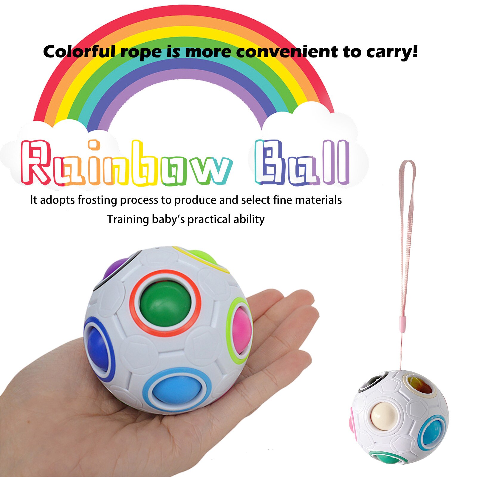 Xmas Stress Reliever Magic Rainbow Bal Fun Plastic Puzzel Onderwijs Speelgoed Kinderen Speelgoed Bal Rugzak Strap # P30