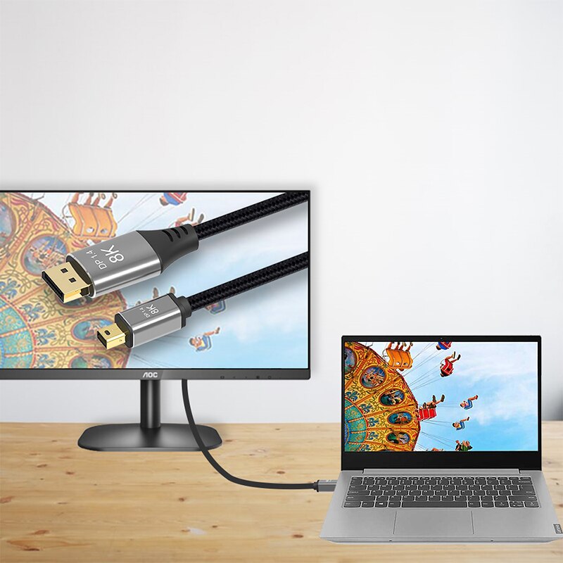 Mini DP to DP cable 4K@144hz 8K@60Hz Thunderbolt Mini DP to Displayport cable Bi-direction DP to Mini dp 1.4 cable for Macbook