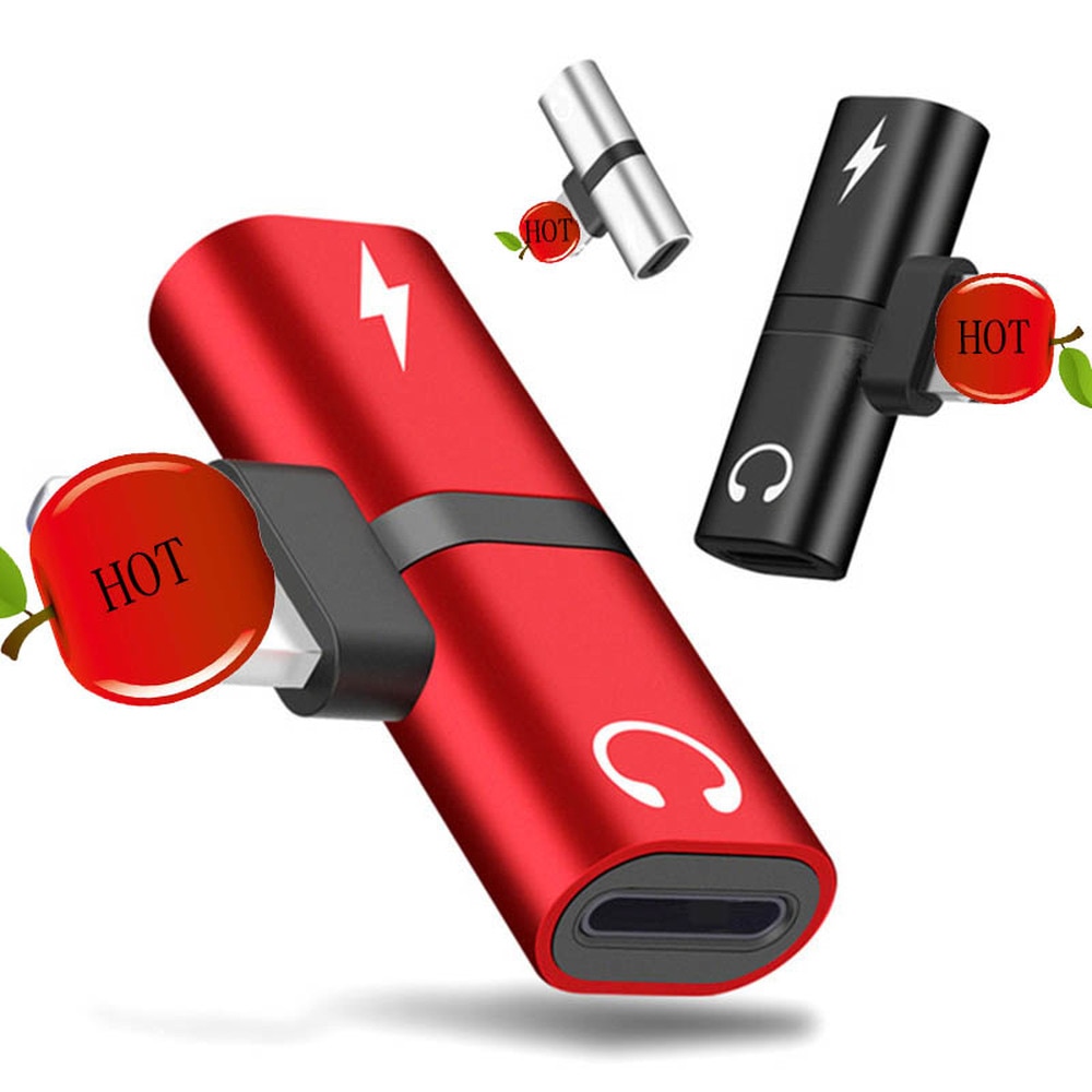 2 In 1 T-Vorm Vrouwelijke Lightning Naar Doub Bliksem Jack Aux Opladen Adapter Voor Verlichting Splitter Hoofdtelefoon Voor iphone 11 8 7 Se