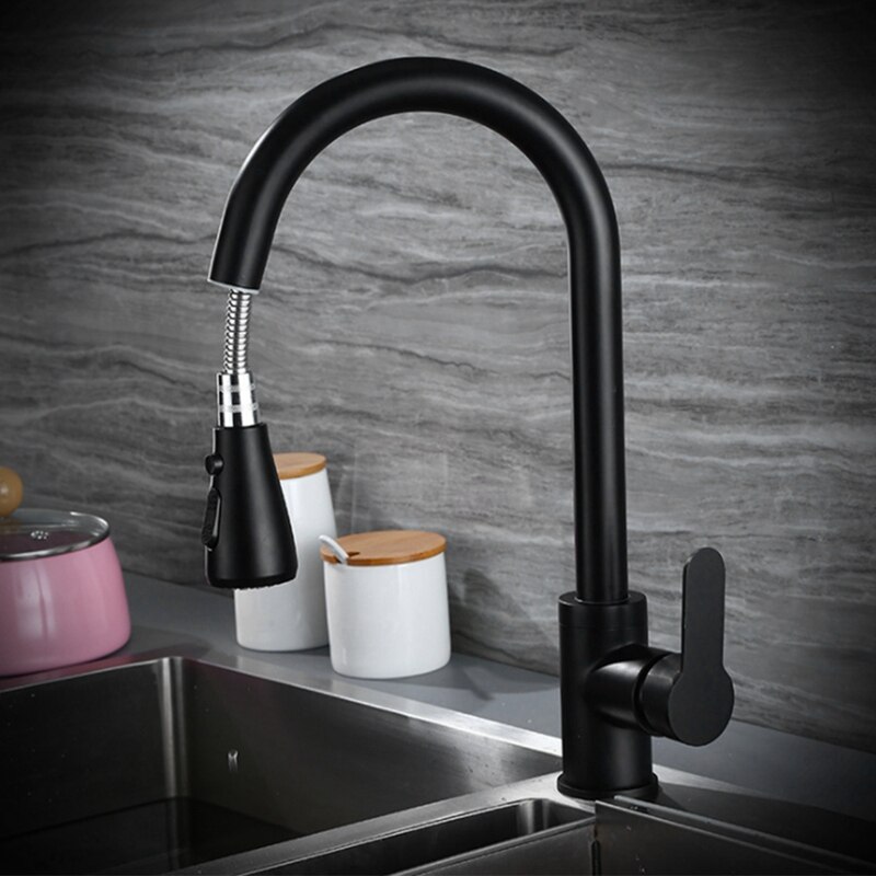 Pull-Down Kitchen Faucet Kitchen Sink Mixing Faucet 2 Kinds of Shower Nozzles and Cold Faucet