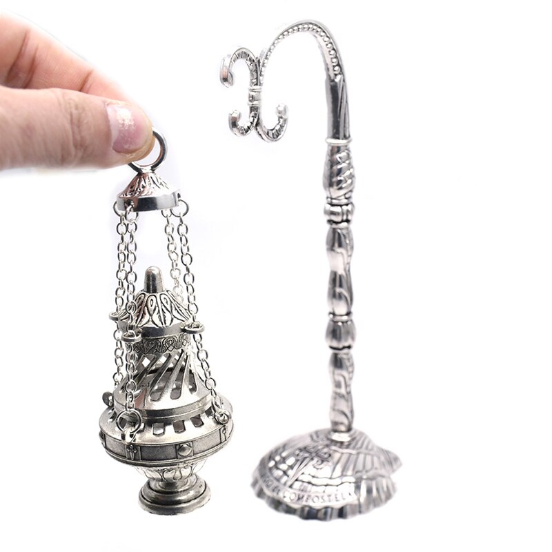 Antieke Gesneden Wierookbrander Kruis Decoratie Kerk Kapel Ornamenten Gebed