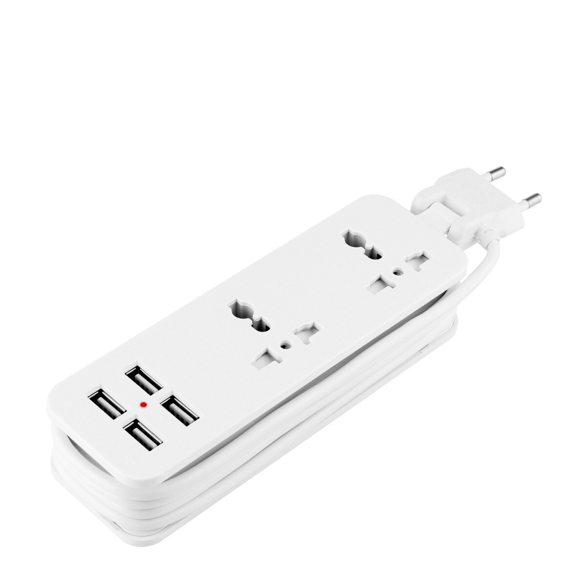 Power Strip - 2 AC Outlets + 4 USB Ports - 1.5m Cable - Surge Protector - US Plug: White