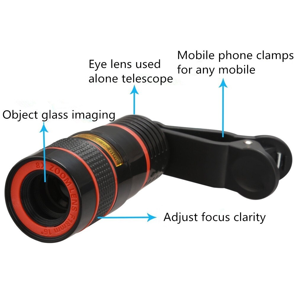 Apexel Universele 8X Zoom Optische Phone Telescoop Draagbare Mobiele Telefoon Tele Camera Lens Voor Iphone 11 X Samsung Smartphone