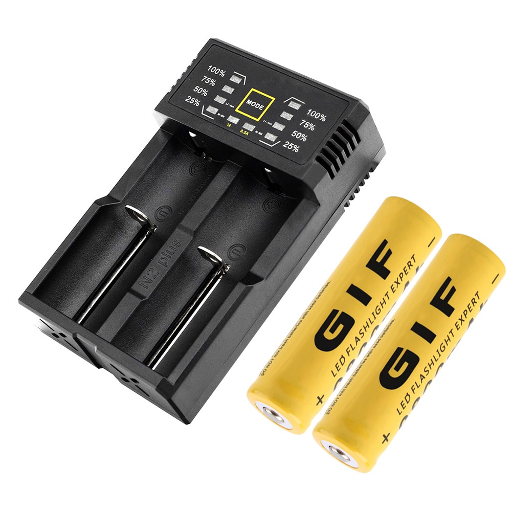 2 PCS 18650 Battery 3.7V 9800mAh Rechargeable 18650 Li-ion lithium Battery With Charger For led Flashlight torch Headlamp