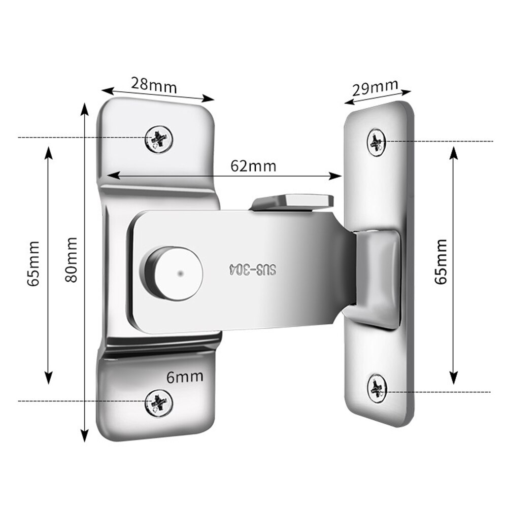 90 Degree Stainless Steel Hasp Latch Lock Door Lock Furniture Right Angle Sliding Hardware Home Safety Screw Locker: B