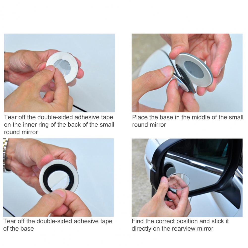 2Pcs Universal Car Convex Reflector Rear Side View Blind Spot Round Mirrors