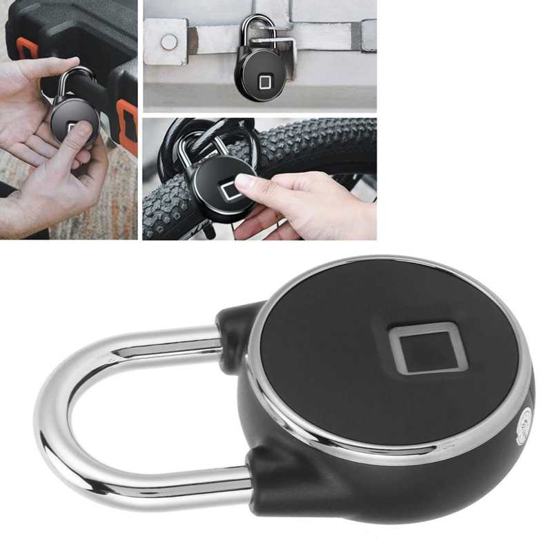 Smart Home Fingerprint Lock Bluetooth-compatible Safe Padlock Door Lock Waterproof KeylessUSB Rechargeable Zinc House Locks