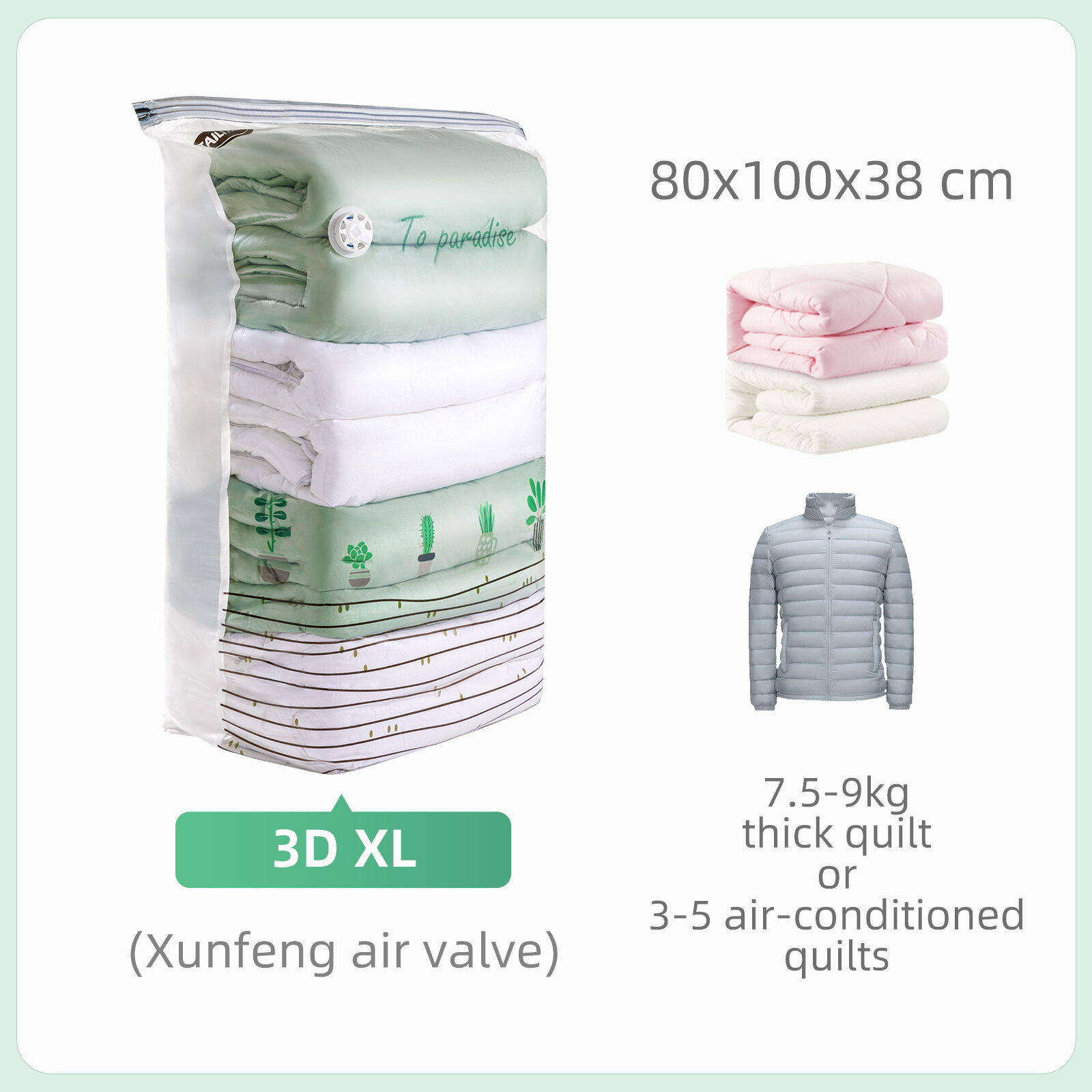Bolsas de vacío cúbicas TAILI, bolsa de almacenamiento grande para ropa, edredones, mantas, sin necesidad de herramientas, bolsa de compresión para bolsa de almacenamiento de viaje: Grey
