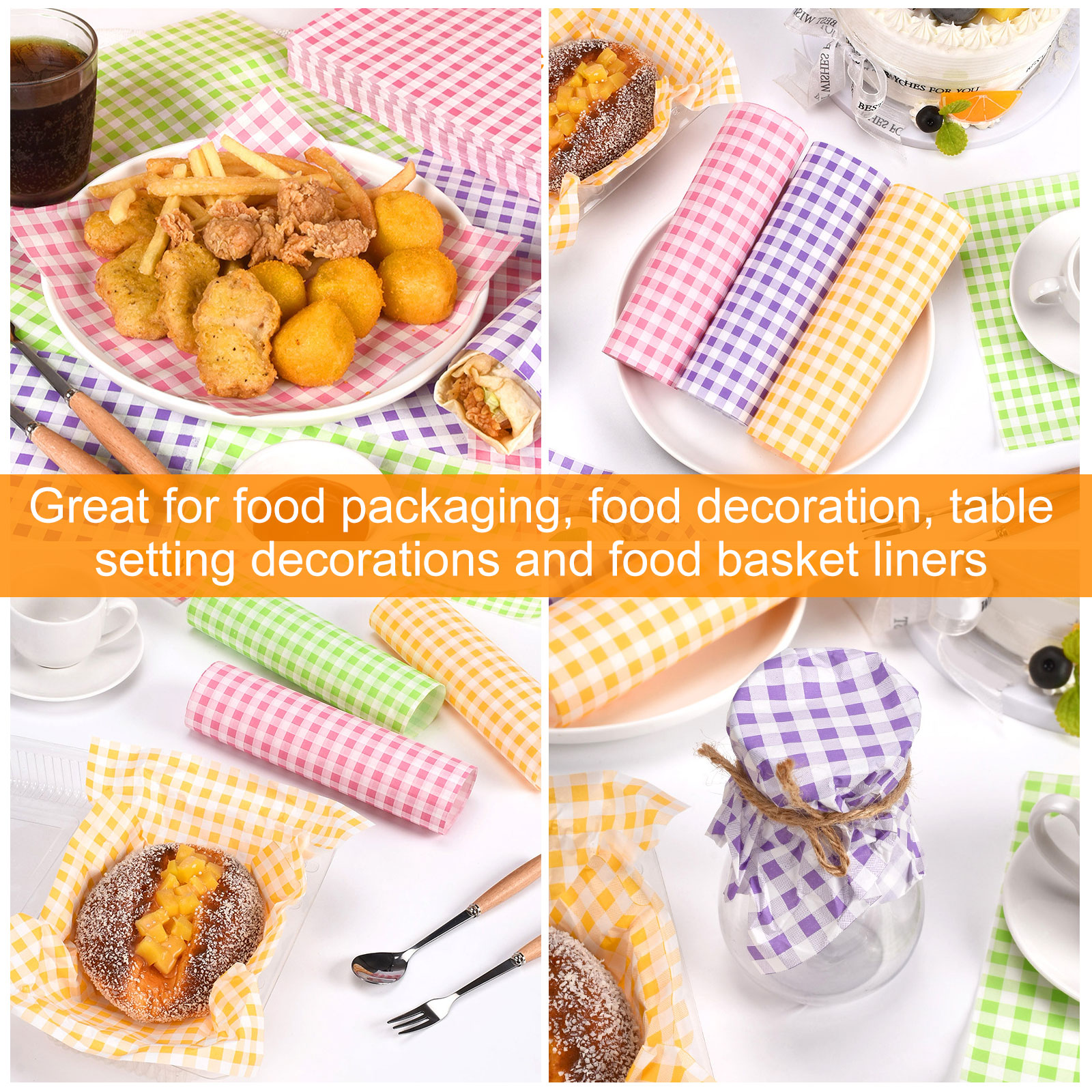 400 Stuks Vetvrij Papier Liners Sandwich Inpakpapier 4 Kleuren Wax Vellen Voor Bbq Picknick Festival Party Fast Food