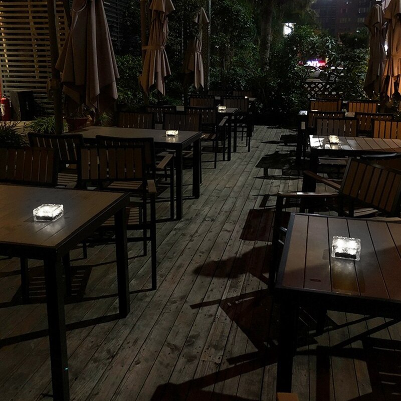 Solar Light IP65 Waterproof Clear Glass Ice Rock Brick Paver Light White Warm White Blue LED Outdoor Lamp Garden Decoration