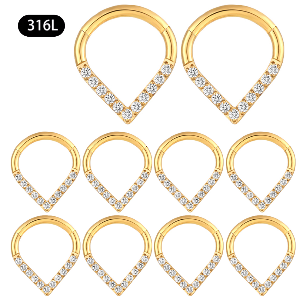 10/50Pc Round Zircon Septum Ring Hoop Cartilage Tragus Helix Small Piercing Nose Ring Earring For Women Body Jewelry Accessorie