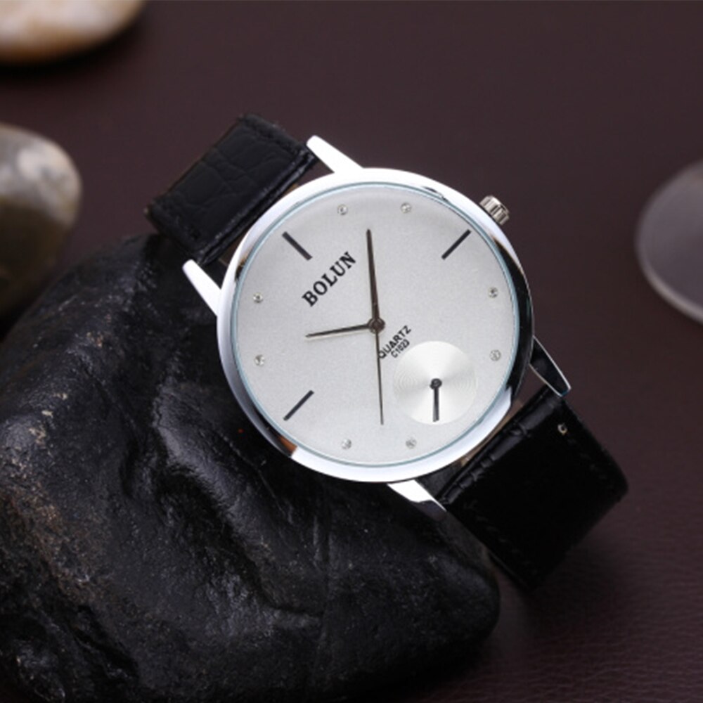 Reloj de pulsera de cuarzo con correa de cuero para hombre y mujer, cronógrafo informal con correa de acero inoxidable, Simple Unisex, de San Valentín,