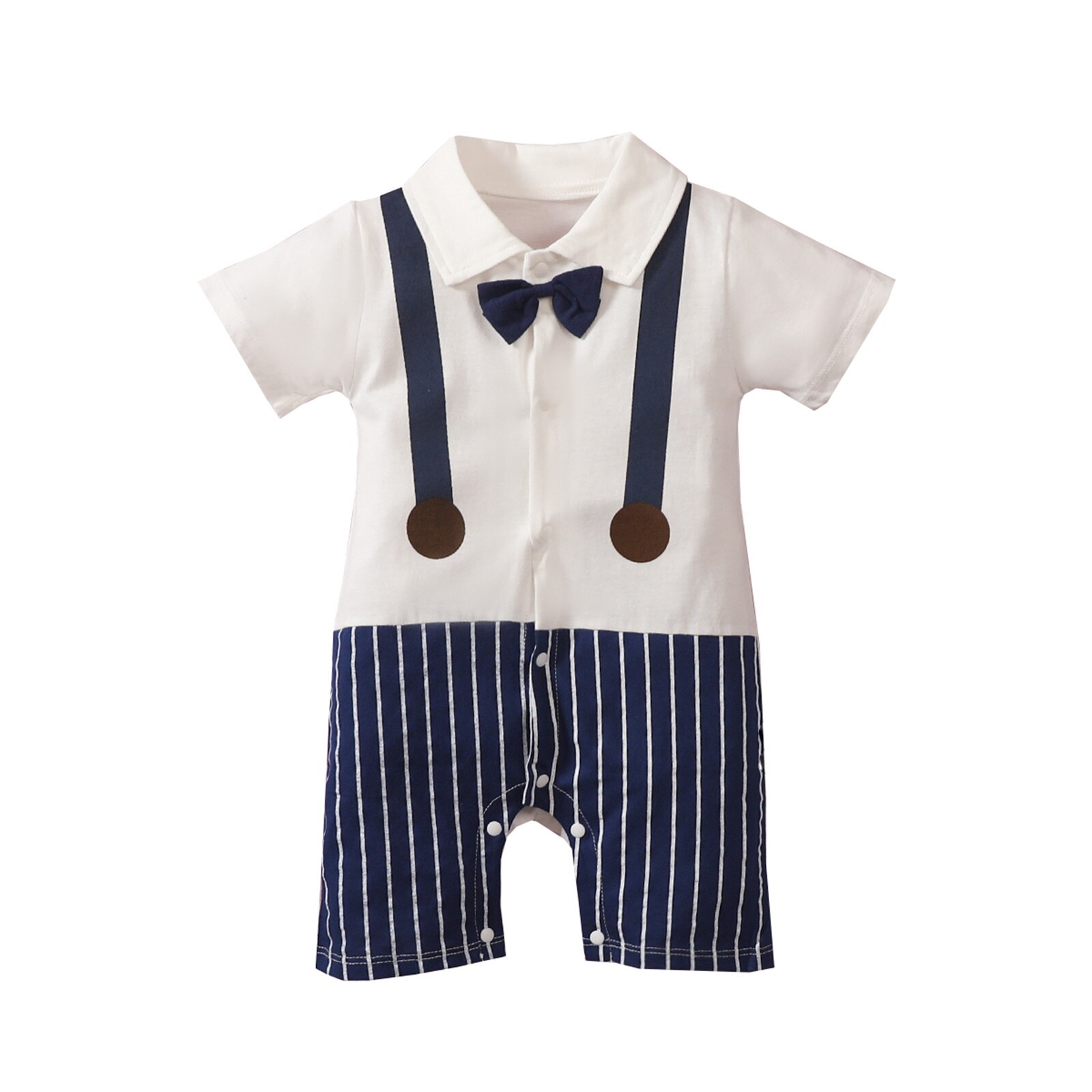 Baby Boy Kleding Rompertjes Zomer Voor Pasgeboren Baby Jongens Gestreepte Vlinderdas Gentleman Romper Jumpsuits Kleding Pasgeboren Jongen Kleding: 12-18 Months