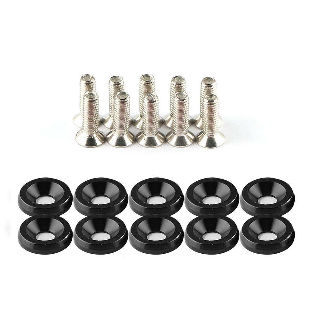 20 Pcs Fender Bumper Washer Bolt Stainless Steel M6x20mm CNC Billet Aluminum Fender Washer Engine Bay Dress Up Kit: Black