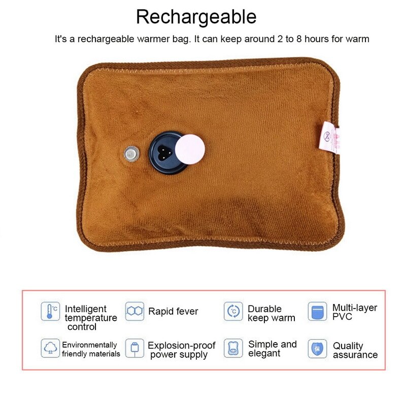 Bouillotte électrique Rechargeable sac à eau de chaleur à pois chauffe-main velours sac à eau chaude prise ue 10 couleurs