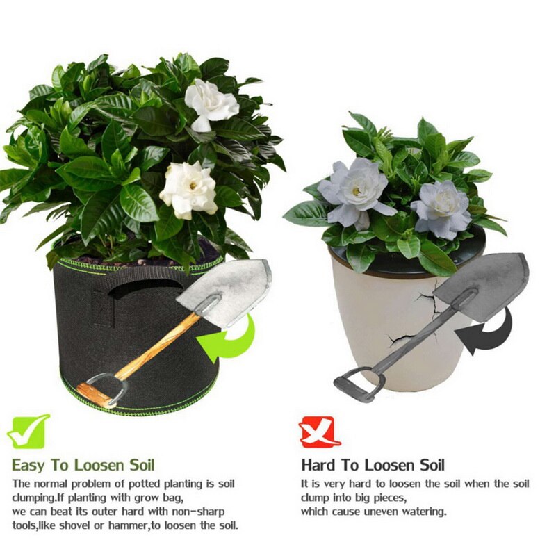 5Pcs Breathable Aeration Fabric Pots with Handles Planting Container Vegetable/Flower/Plant Grow Nursery Bags Pot 3/5/7gallon