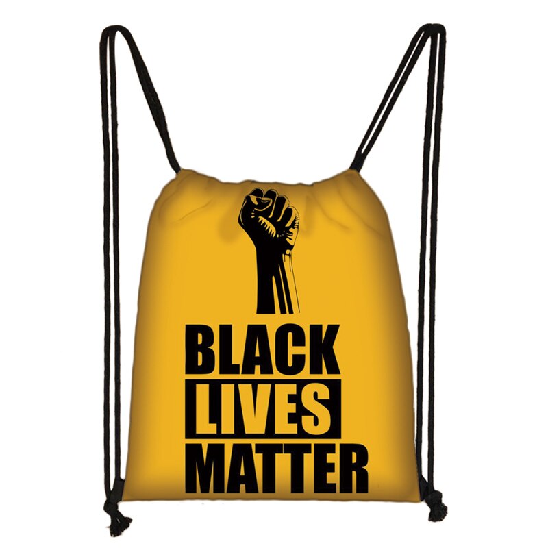 Black Lives Matter Letter Print Drawstring Bag Afro Black Women Backpack American Africa Ladies Storage Bag Cute Travel Bags