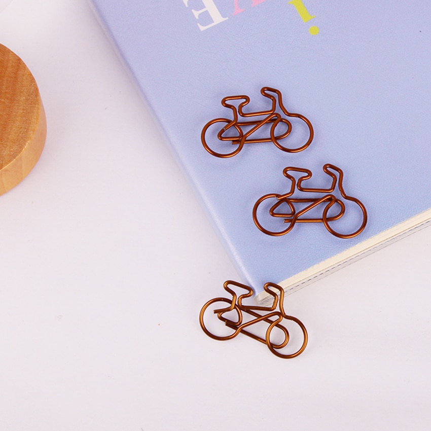 5 unids/lote-Clip de papel en forma de bicicleta, marcapáginas de Metal, bonitas fotos, billetes, notas, papel de carta, suministro de papelería