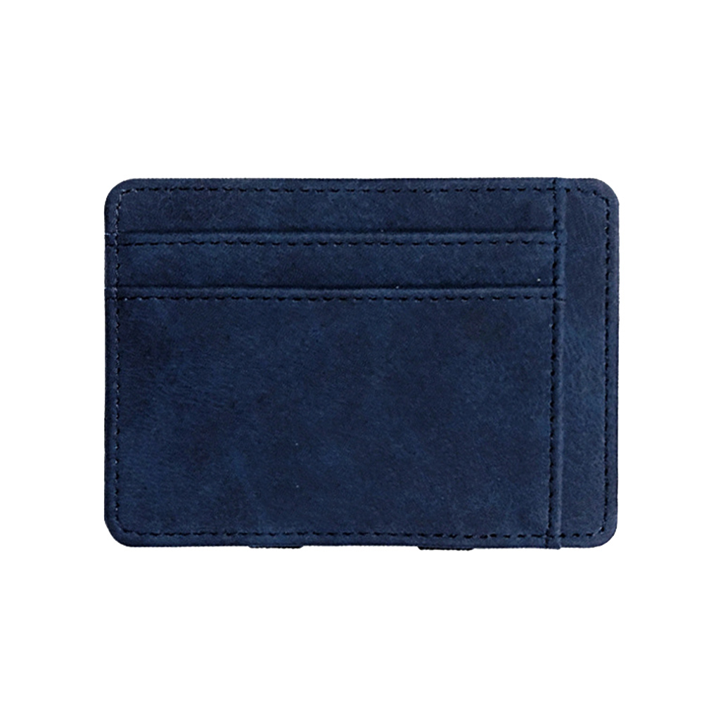 Hommes portefeuille petite taille bande magique couleur unie porte-carte porte-monnaie UND: Bleu profond