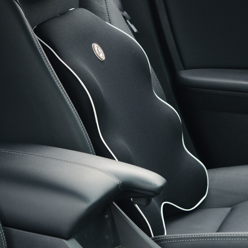 Lændestøtte bilsæde pude rygpude bil nakke pude hukommelse skum ergonomi bil puder til førerstol pude komfort: Sort rygpude