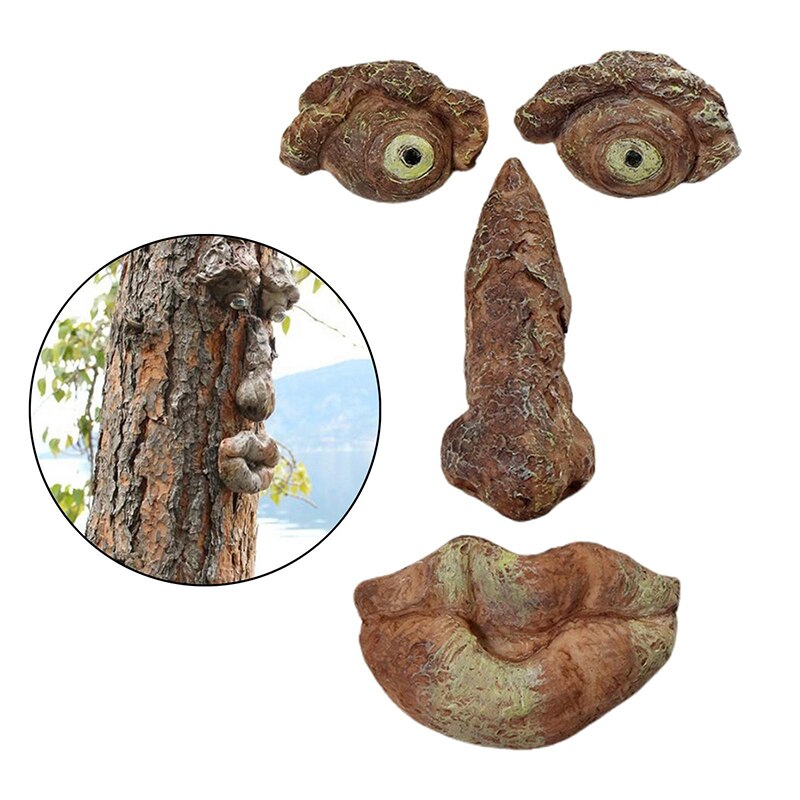 DIY Lustige Rinde Holz Ornamente Alte Männer Augen Nase Mund DIY Dekoration Auf Baum für Foto Requisiten Heimat Garten Hof liefert: B