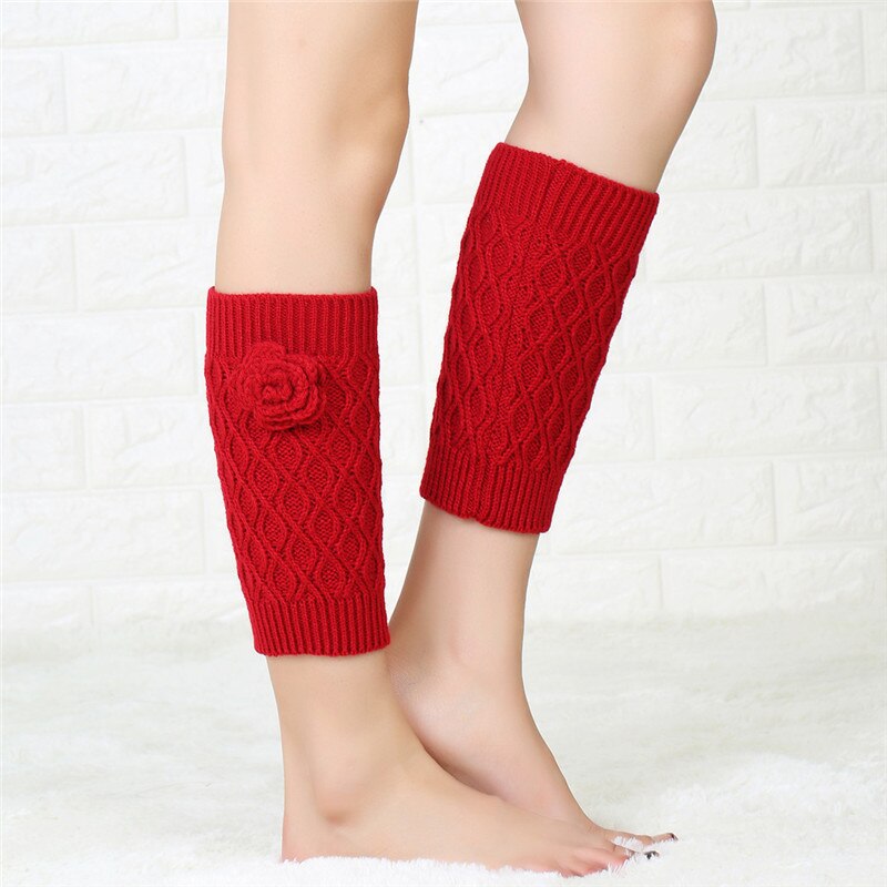 Handgemaakte Bloemen In Buis Voet Cover Gebreide Warm Boot Cover Dames Herfst En Winter Wollen Garen Beenwarmers Sokken effen