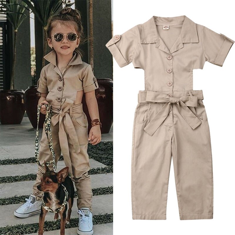 2-7Y Nuovo di Estate Del Bambino Delle Ragazze Dei Capretti di Modo Pantaloni Pagliaccetto Tute Tuta Outfit Abbigliamento