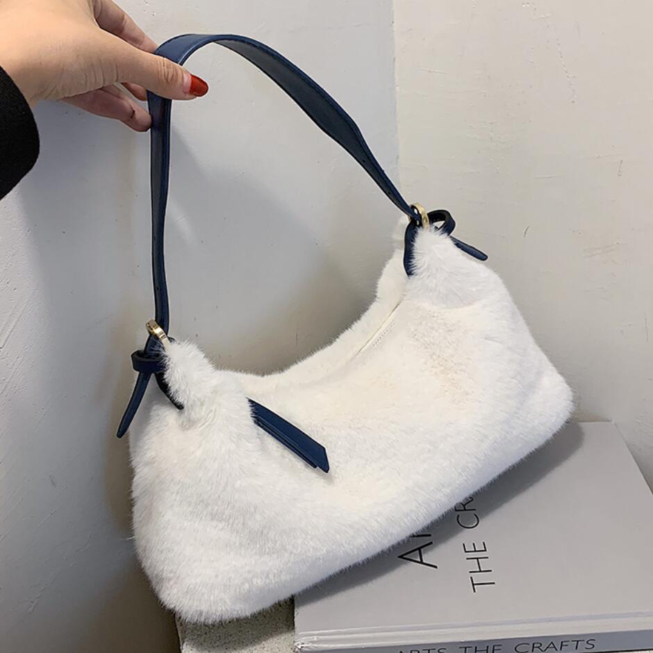 femme sac fourre-tout nouvelle doux en peluche femmes sac à main de créateur couleur unie décontracté sac à aisselles sac de voyage