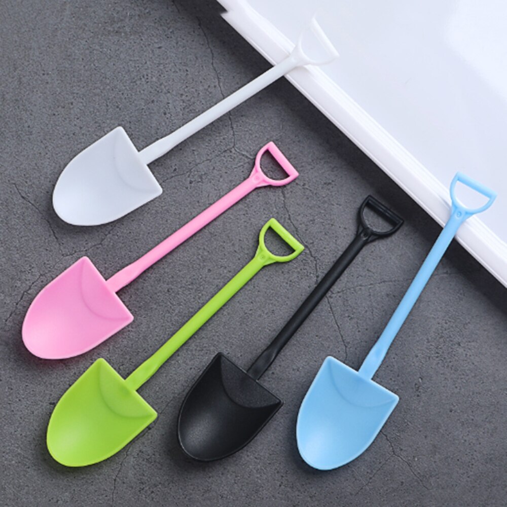 100x Dessert Lepel - Pudding Lepel - Shovel Vorm - Wegwerp Plastic - 12x3cm